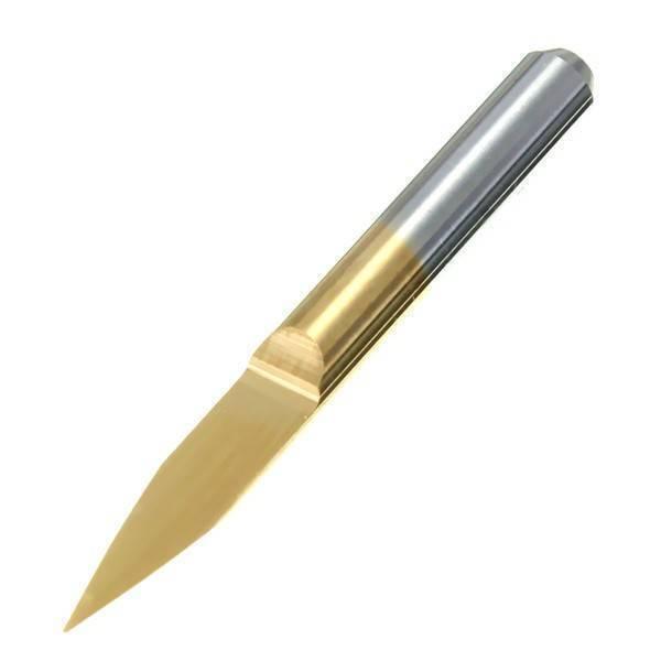 3.175mm Carbide PCB Engraving Bits CNC Router Tool 30 Degree 0.2mm - a single gold-coloured pointed engraving bit with a silver cylindrical shank.