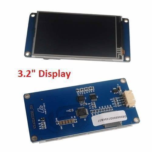 3.2 Inch Nextion TFT HMI LCD Touchscreen NX4024T032 - shown from the front black display side and the blue circuit board back with a white connector.