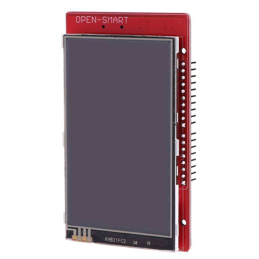 3.2 Inch TFT LCD Display Module Touch Screen Shield - a black screen mounted on a red circuit board with a side row of pins.