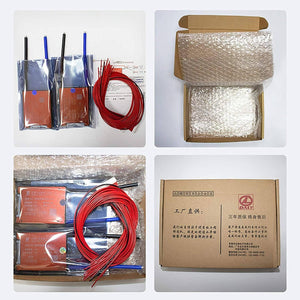 3.2V Daly BMS LiFePO4 4s 12V 60A PCB Protection Board With Common Connection Lithium Batteries With 3.2V DIY Power Tools - shown with red wiring harnesses, protective bubble wrap, and branded cardboard packaging.