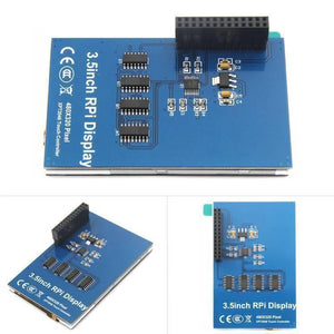 3.5 Inch 480x320 RGB TFT LCD Pixels Touch Screen With Touch Pen For Raspberry Pi - the blue circuit board back with a black GPIO header and four IC chips.