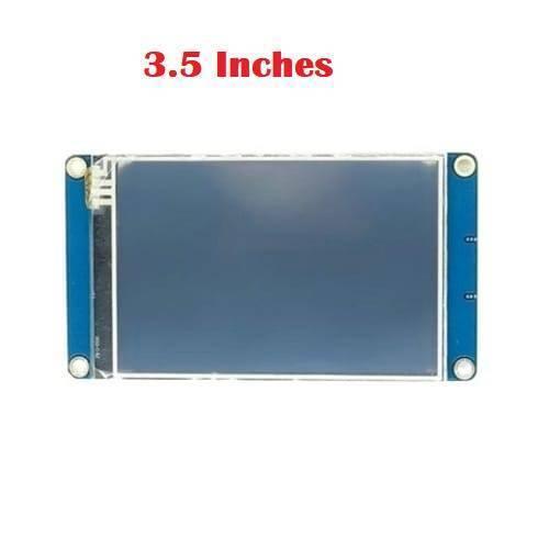 3.5 Inch Nextion TFT HMI LCD Touchscreen NX4832T035 - a rectangular blue circuit board with a dark display screen and a white connector on the left.