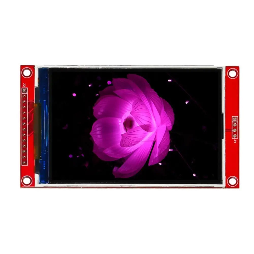 3.5 inch TFT LCD ILI9488 module displaying a vivid pink flower image