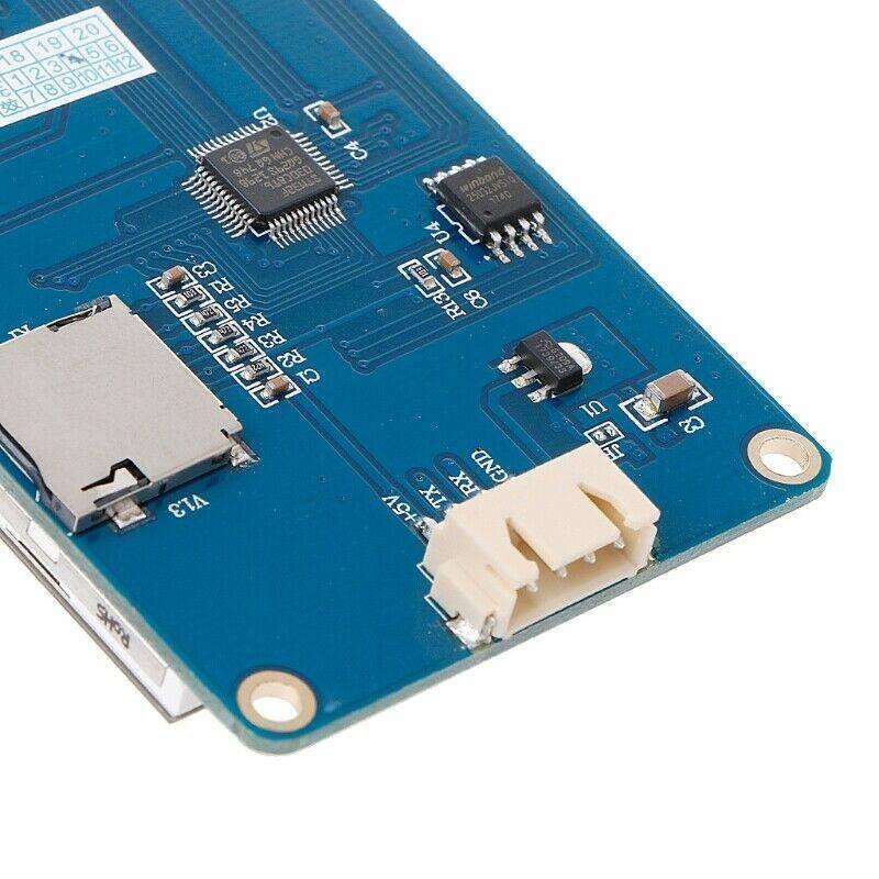3.5 Inches Tjc HMI LCD Display Module Touch Screen For Raspberry Pi - the blue circuit board back with a white connector, SD card slot, and chips.
