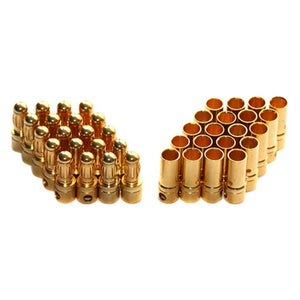 3.5mm Gold Bullet Connector Battery Esc Plug - a set of gold-colored male and female bullet connectors arranged in two separate groups.