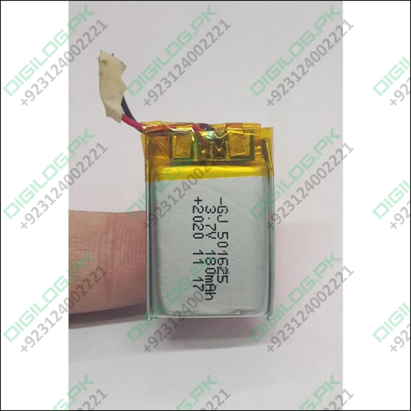 Small 3.7v 180mah Lithium Ion Battery with connector showcasing high energy density