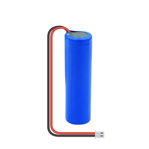 3.7V 1800mAh 18650 Lithium-ion Battery Pack With BMS Protection – Buy - Blue 18650 lithium-ion cell fitted with BMS protection, with red and black leads ending in a small white JST plug.