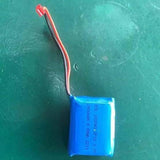 3.7V 2400mA Li Ion Battery Pack 40mm x 30mm x 20mm - a rectangular blue battery with a red and black two-pin connector wire extending from the top.