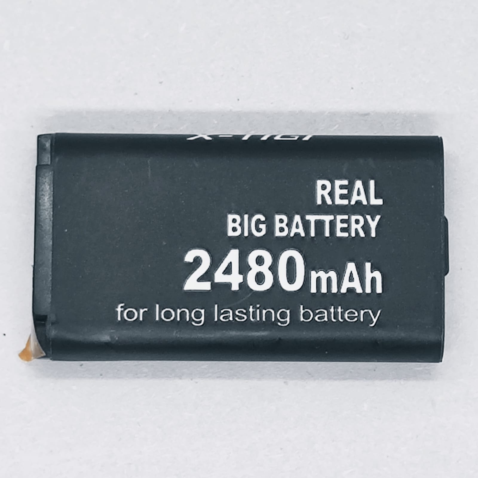 3.7V 2480mAh Lithium Ion Battery Without BMS | Alternative Of 2000mAh Or 3000mAh - a rectangular black battery with "REAL BIG BATTERY 2480mAh" printed in white text on the front surface.