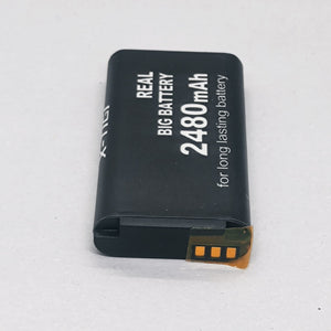 3.7V 2480mAh Lithium Ion Battery Without BMS | Alternative Of 2000mAh Or 3000mAh - a rectangular black battery with gold-coloured contact points on a flexible strip and text reading "REAL BIG BATTERY".