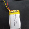 3.7V 400mAh 602035 Rechargeable Lithium Polymer Battery LiPo Cells - a rectangular silver LiPo cell with yellow protective tape and three exposed wire leads.