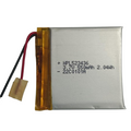 3.7V 550mAh HPL523436 Lithium Ion Battery - a silver rectangular pouch cell with red and black wires and a small connector, labeled with its specifications.