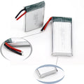 3.7V 650mAh Lithium Polymer(LiPo) Rechargeable Battery Rc Plane - 3.7V 650mAh Lithium Polymer LiPo Rechargeable Battery Rc Plane showing two silver rectangular batteries with red and black wires and two circular close-ups.