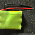 3.7V 700mAh AA Size Rechargeable Battery Pack - NiMH For DIY Projects - a lime green battery pack with two exposed red and black wire leads.