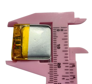 3.7V 70mAh Lithium Ion Li-ion Battery - shown in a close-up dimension measurement with a pink plastic caliper indicating a width of approximately 20mm.