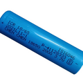 3.7V Icr 18650 1000mAh Lithium-ion Rechargeable Cell - a blue cylindrical rechargeable cell with technical specifications printed in black text.