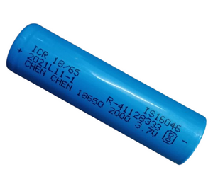 3.7V Icr 18650 1000mAh Lithium-ion Rechargeable Cell - a blue cylindrical rechargeable cell with technical specifications printed in black text.