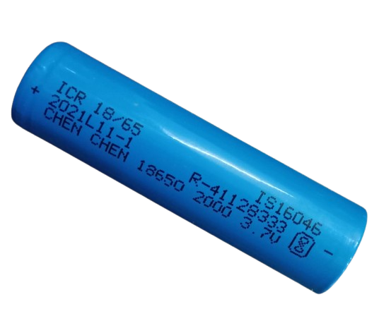 3.7V Icr 18650 1000mAh Lithium-ion Rechargeable Cell - a blue cylindrical rechargeable cell with technical specifications printed in black text.