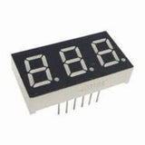 3 Digit 7 Segment Common Anode Red Color Display - shown as a rectangular electronic component with three white numeric segments and downward-facing pins.