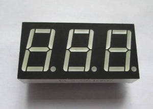 3 Digit 7 Segment Common Anode Red Color Display - shown as a rectangular black component with three blank seven-segment numeric displays and decimal points.