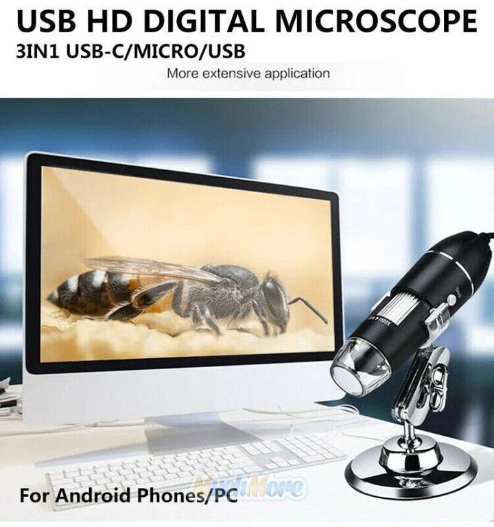 3 IN 1 1600X Zoom 8 LED USB Microscope Digital Magnifier Endoscope Video Camera