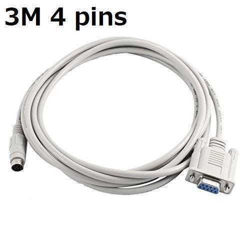 3 Meter RS232 DB9 To 4 Pin Female-male PLC Programming Adapter Cable - a coiled white cable with a 4-pin round connector on one end and a DB9 connector on the other.