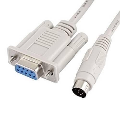 3 Meter RS232 DB9 To 4 Pin Female-male PLC Programming Adapter Cable - a grey cable with a DB9 connector on one end and a 4-pin connector on the other.