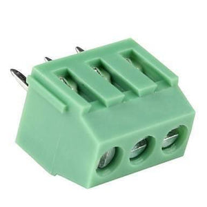 3 Pin Connector Tblock 3 Pin - a green, three-terminal screw-clamp connector block with metal pins extending from the back.