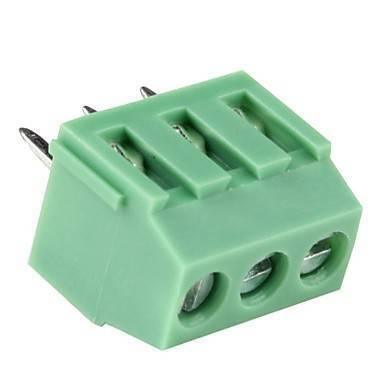 3 Pin Connector Tblock 3 Pin - a green, three-terminal screw-clamp connector block with metal pins extending from the back.