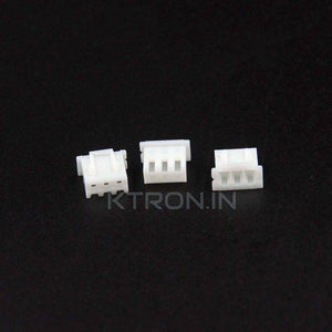 3 Pin JST Xh Female Connector 2.54mm Pitch - shown as three small white plastic connector housings with three internal contact slots each.
