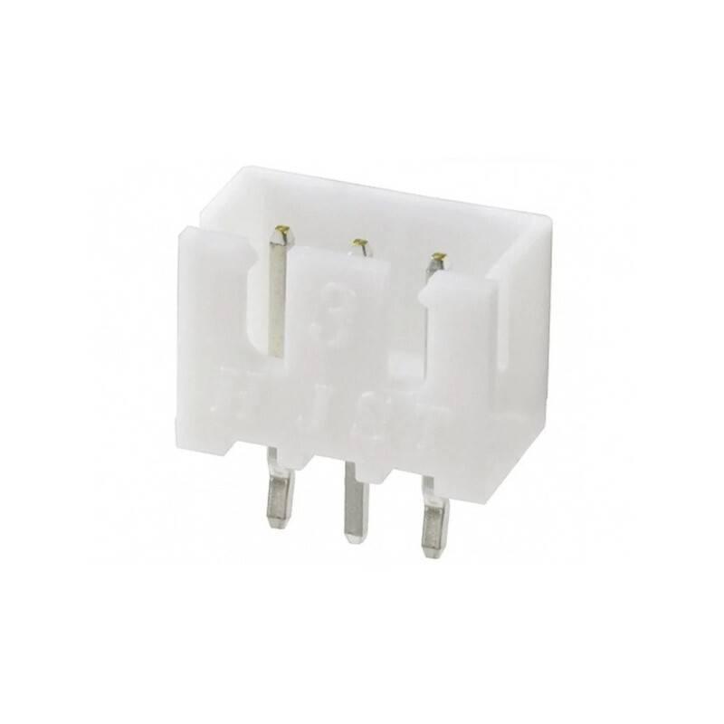 3 Pin JST-xh Male Straight Connector 2.54mm Pitch - a white plastic 3-pin connector with three vertical metal pins extending from the base.