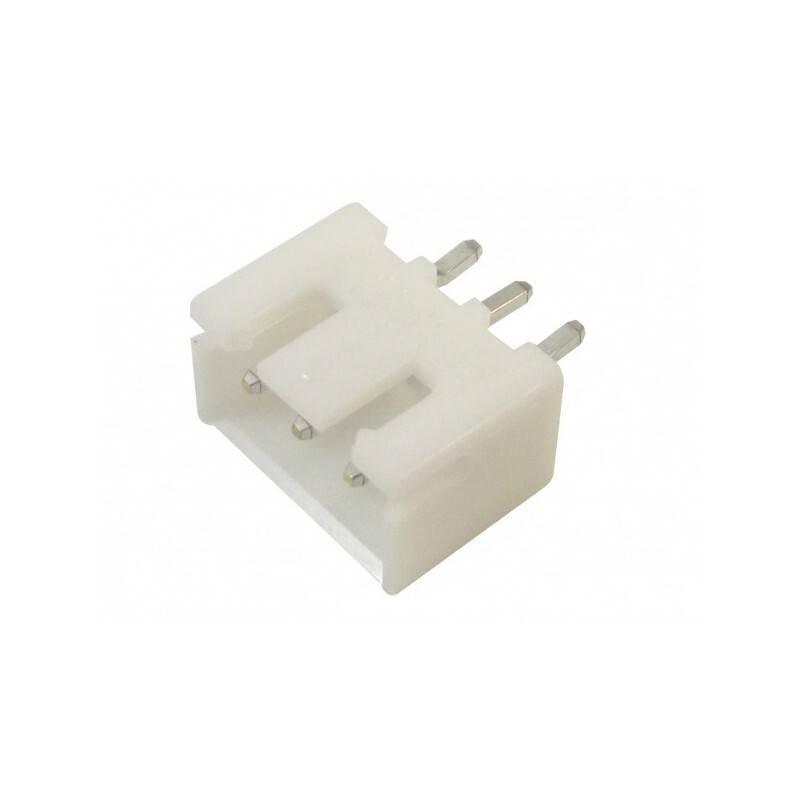 3 Pin JST-xh Male Straight Connector 2.54mm Pitch - a white plastic electrical connector with three vertical metal pins extending from the base.
