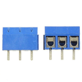 3 Pin Terminal Block Connector 5.08mm in Pakistan - shown as two blue plastic terminal blocks with three metal pins and screw-clamp wire entry points each.