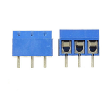 3 Pin Terminal Block Connector 5.08mm in Pakistan - shown as two blue plastic terminal blocks with three metal pins and screw-clamp wire entry points each.