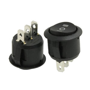 3 Position On/off/on Round Rocker Switch Circular Black For Car Motorcycle Boat - with three metal terminals on the back and I-O-II markings on the front.