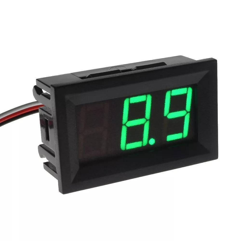3 Wire 0-100V Red LED Digital Voltmeter Module Panel Meter - a black rectangular housing with a green LED display reading 8.9 and red/black wires.