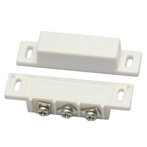 3 Wire No Nc Magnetic Reed Sensor Signal Switch For Door Access Control - two white plastic rectangular components with mounting tabs and three screw terminal connectors.