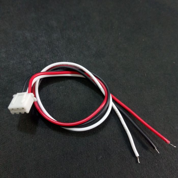 3 Wires 2.54mm Pitch Female JST Xh Connector Wire 6 Inch One Side Connector - a white three-pin connector attached to red, black, and white wires.