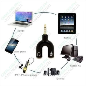 3.5mm Audio Jack To Headphone Microphone Splitter Converter