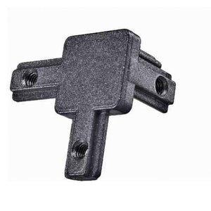3030 Size 3 Way End Corner Bracket Connector For t Slot Aluminum Extrusion Profile 3030 - a black, three-armed metal corner bracket with threaded holes on each arm for aluminum profile assembly.