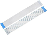 30cm 20 Pin 1mm Pitch Ffc Cable Flat Flex Ribbon Cable (LCD Display & Eve Series) FFC20-150-TB - two identical white flat flexible ribbon cables with blue reinforced ends laid horizontally.