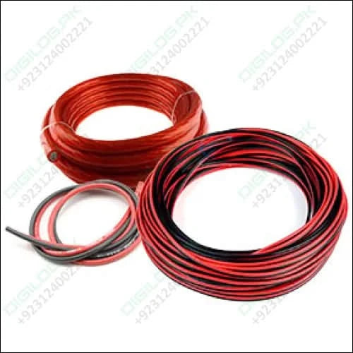 30cm 6mm Flexible DC Copper Wire - shown as two coils of red and black electrical wire, with a small loose loop of the same wire in the foreground.