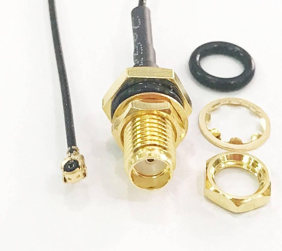 30mm Length For 2mm Size 1st Generation Ipex To SMA Female Antenna Connector - with a pigtail cable, washer, and nut.