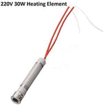 30W 220V Heating Element Iron Core For Soldering Iron - a cylindrical metal heating element with a screw terminal and two red insulated wires.
