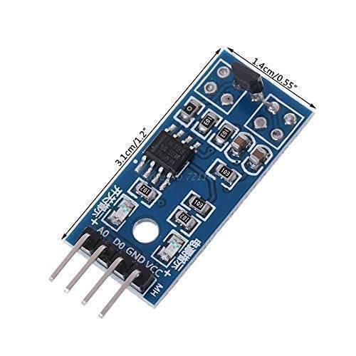 3144E Speed Counter Module Magnetic Detect sensor - shown as a blue rectangular circuit board with a four-pin connector and dimensions labeled.