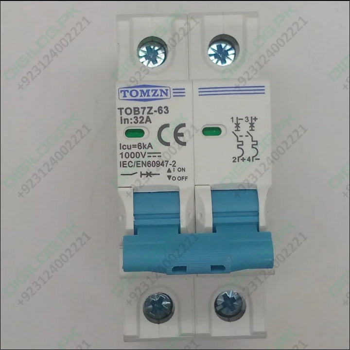 32A TOMZN TOB7Z-63 2P DC 1000V Solar Circuit Breaker - Reliable Protection For Solar System In Pakistan