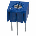3362P 10k Variable Resistor Trimming Potentiometer - a blue, square-shaped electronic component with three metal pins and a top-mounted adjustment screw.
