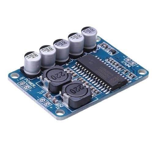 35W Digital Amplifier Board TDA8932 Mono Audio Power Amplifier Module Low Power Consumption - a blue circuit board featuring five cylindrical capacitors, two black inductors, and screw terminal connectors.