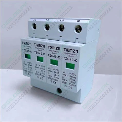 3 PHASE AC TOMZN SPD 4POLE HOUSE SURGE PROTECTOR VOLTAGE ARRESTER DEVICE IN PAKISTAN