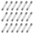 3A 250V Glass Fuse 6X30mm - shown as a collection of eighteen identical cylindrical glass fuses with metal end caps arranged in three rows.